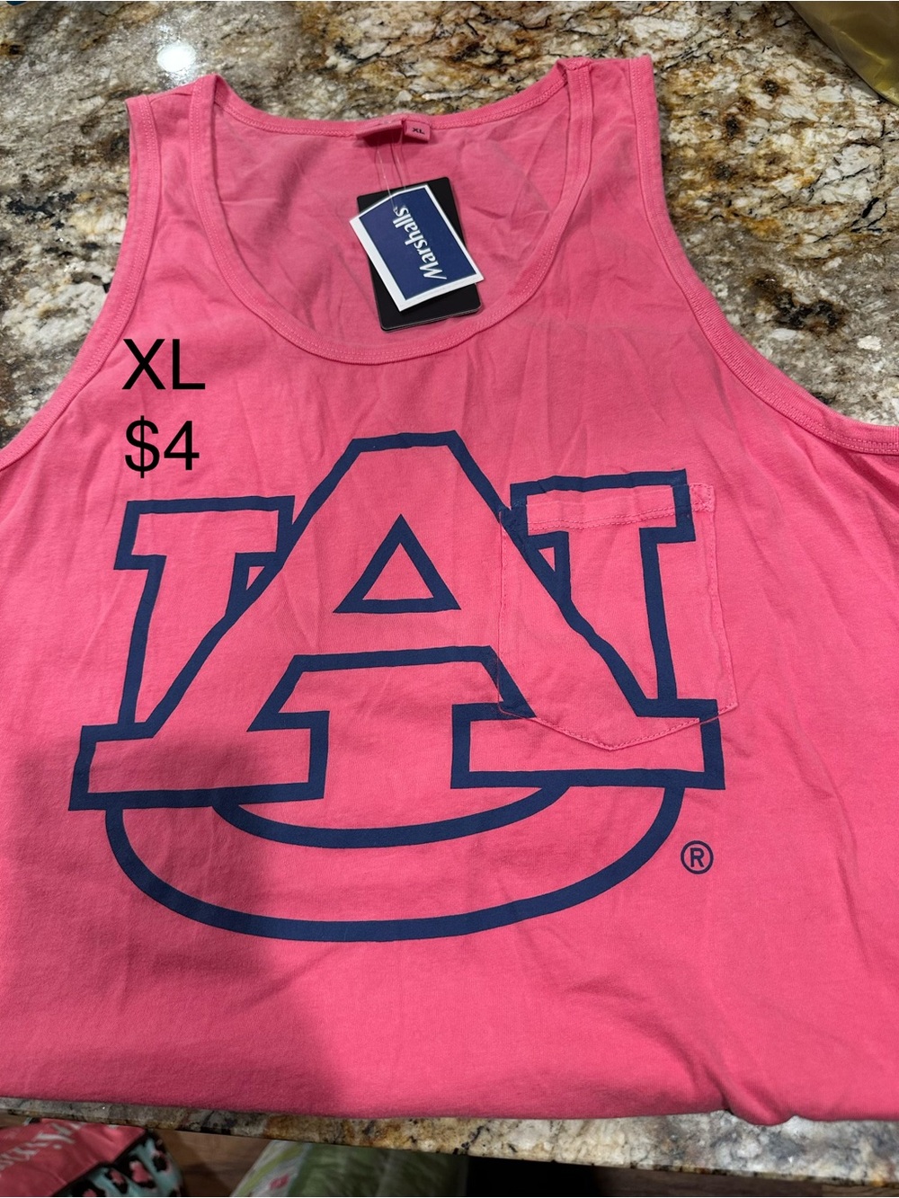 Kids' Pink Tank Top with Navy Logo - XL